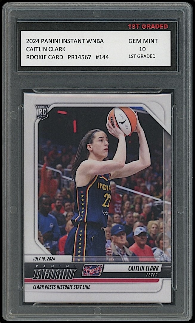 Caitlin Clark 2024 Panini Instant WNBA 1st Graded 10 Rookie Card #144 Fever/Iowa