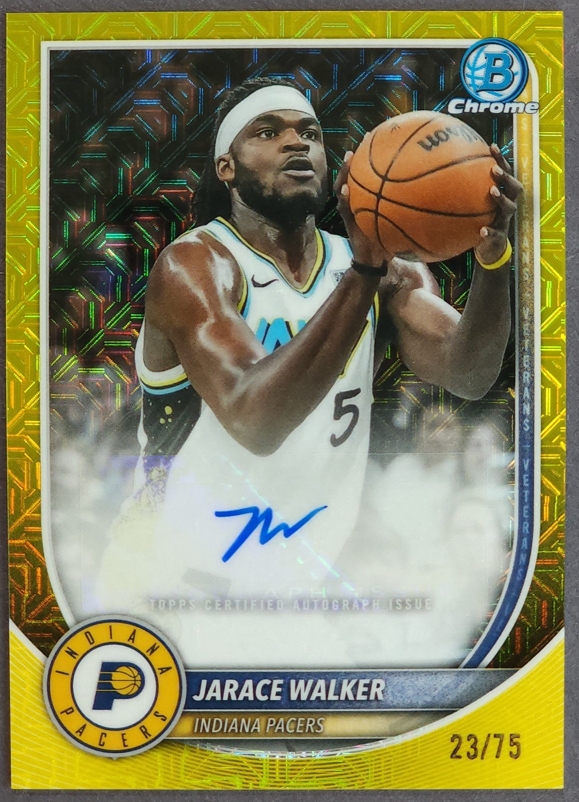 2025-26 Bowman Jarace Walker #BCA-JK Chrome Autograph Yellow Mojo /75