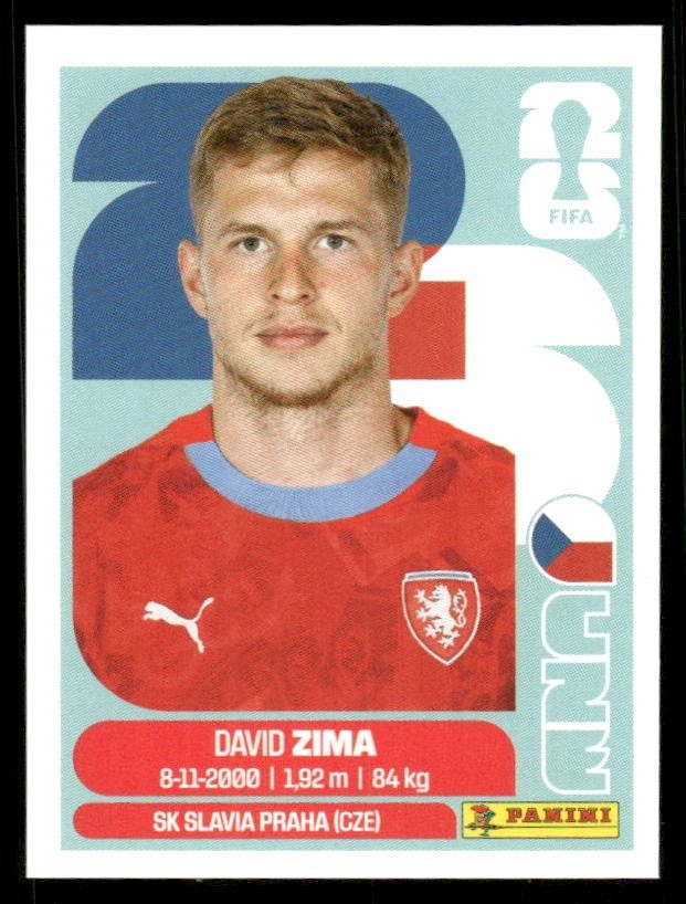 2026 USA Fifa World Cup Panini Sticker DAVID ZIMA Czechia CZE8