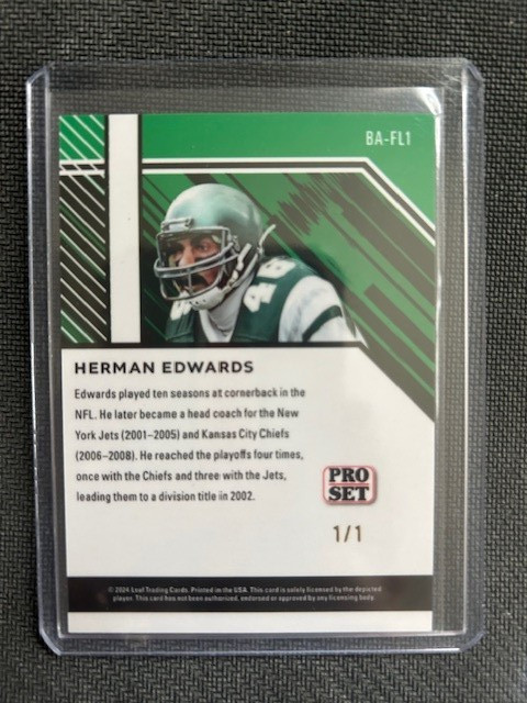 2024 Leaf Collective Pro Set HERM EDWARDS Green Colr Match #1/1 HERMAN