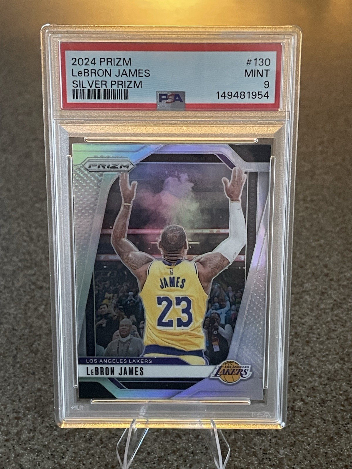Panini Prizm 2024-25 LeBron James #130 Silver Prizm PSA 9 Lakers